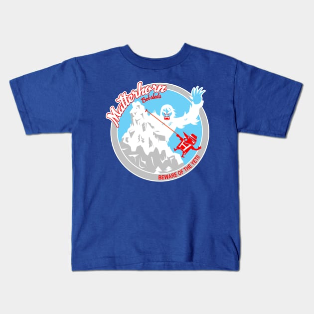 Matterhorn Bobsleds (red, blue, white) Kids T-Shirt by brodiehbrockie